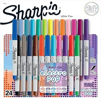 Sharpie Electro Pop Permanent Markers | Ultra Fine Point Markers, Assorted Colors, 24 Count