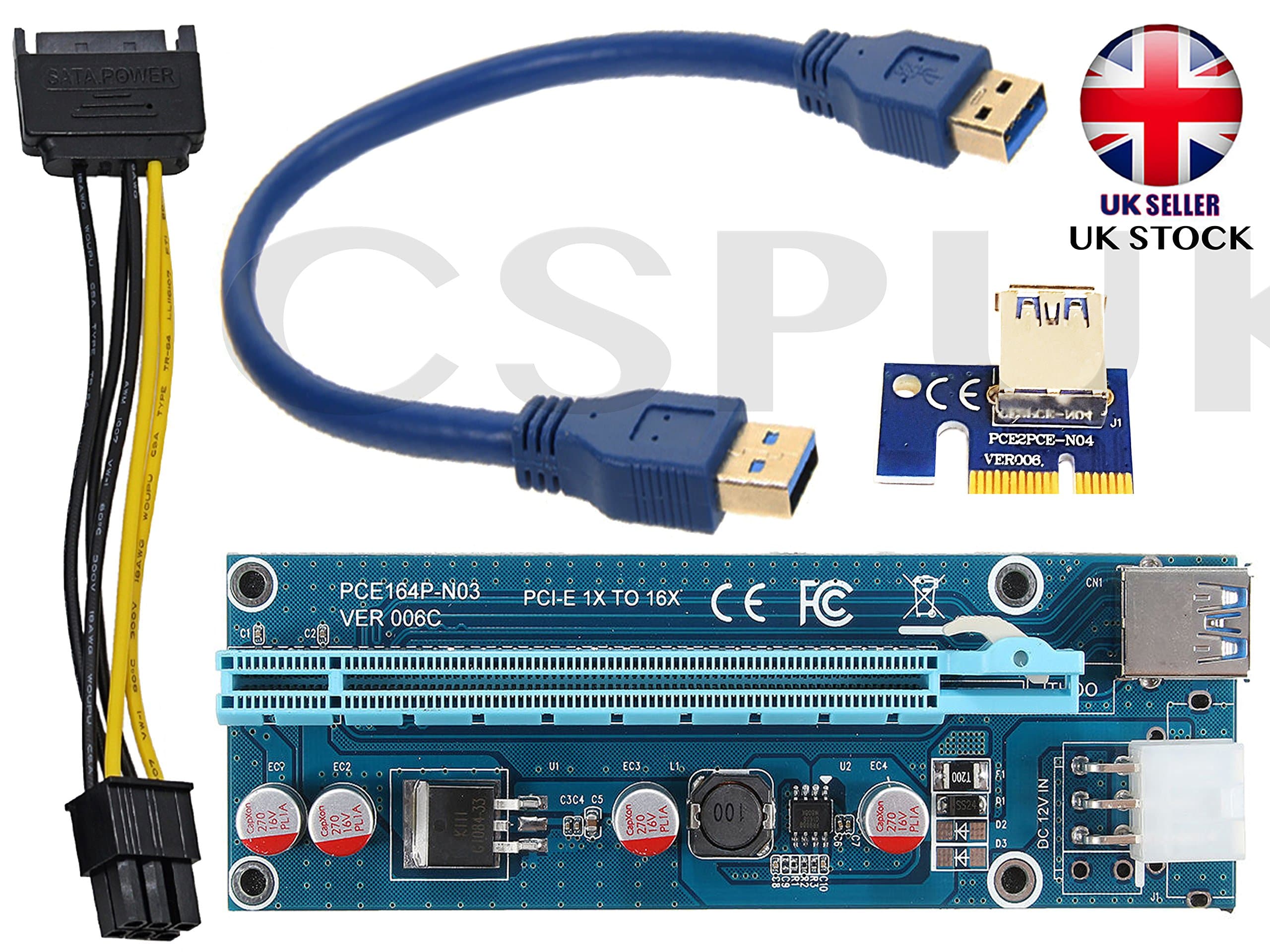 Genuine 006C Ver. PCI-E extender PCI Express Riser Card 1x to 16x 60cm USB 3.0 BTC, XRP, Miner Machine 006c Uk Stock