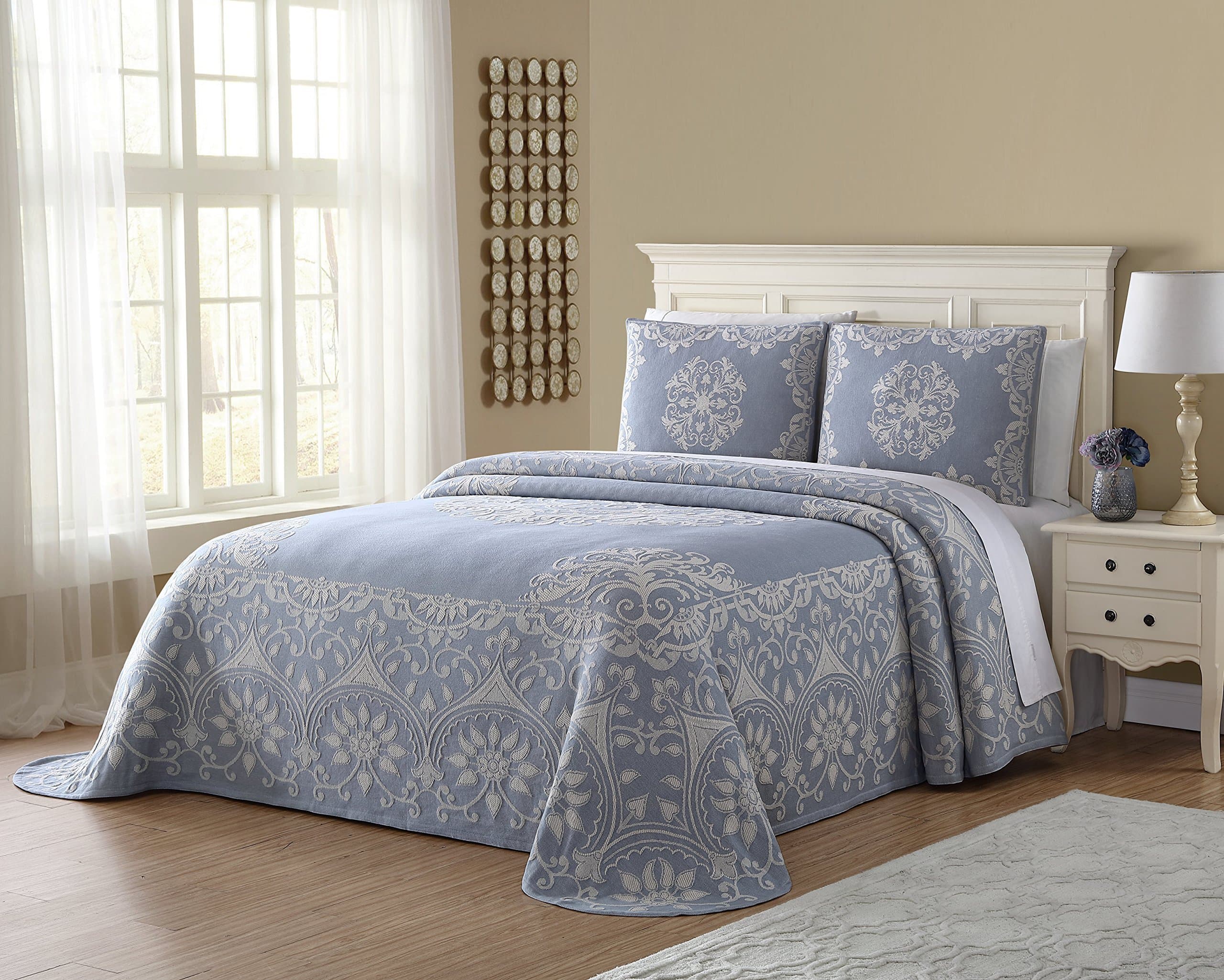 Ellison Opulence Jacquard, Full, Blue Bedspread