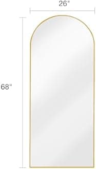 ITSRG Floor Mirror, Full Length Mirror with Stand, Arched Wall Mirror, 26"x68" Mirror Full Length, Gold Floor Mirror Freestanding, Wall Mounted Mirror for Bedroom Living Room, Gold
