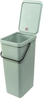 Brabantia Sort & Go Recycle Bin 40L (Jade Green), Space-Efficient Plastic Recycle Container with Handle, Removable and Stay-Open Lid, Easy to Clean Kitchen Bin without Nooks and Rims