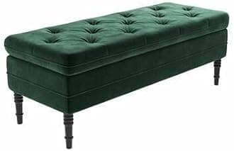 Wood Point Crafts 2 Seater Upholstered Storage Bench Sofa Settee Storage Ottoman with Storage for Living Room/Bedroom/Office (Green)