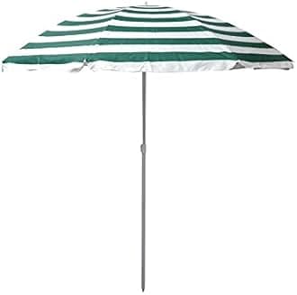 Unibos Garden Beach Patio Camping Picnic Multi Coloured Umbrella Parasol Sun Shade Protection UPF40 (Green/White)