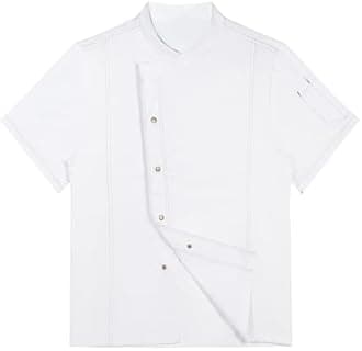 Unisex Chef Coat for Men Women Short Sleeves Solid Chef Jacket Hotel Restaurant Work Shirt Uniform