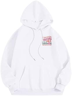 Pink Hoodie for Teen Girls Cute Graphic Hoodie Girls Preppy Sweatshirt Long Sleeve Drawstring Tops with Pockets 2025