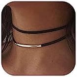 Long tiantian Brown Suede Choker Necklace Boho Layered Necklaces for Women Coin Pendant Necklaces Jewelry for Girls, Suede, other