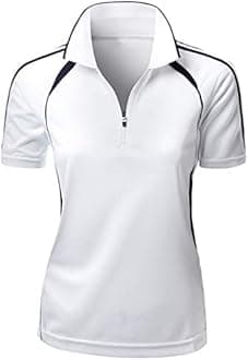 Women's Coolon 2 Tone Collar Zipup Polo T-Shirt