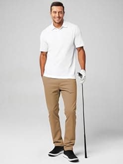 JMIERR Men's Chino Pants Casual Elastic Waist Tapered Golf Trousers