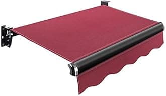 Retractable Patio Awning Replacement Fabric Cloth, Durable Exterior Sunshade Canopy Cloth, Waterproof Awning Cover Shelter For Yard, Deck, Balcony - UV Protection (Color : Rosso, Size : 5x2.5m)