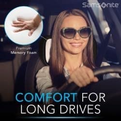 Samsonite Black SA5248 Travel Pillow for Car, SUV Helps Relieve Neck Pain & Improve Circulation @% Pure Memory Foam Fits Most Vehicles