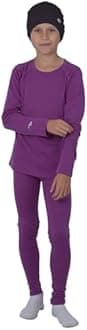 Merino Wool Base Layer Kids Set - Midweight Unisex Merino Wool Thermal Underwear For Kids Top, Bottom, Cuff Beanie