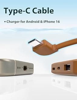 miisso 6000mah Ultra Slim Built in Cables Power Bank, Card Size Built in USB C Cords Battery Pack Portable Charger for Phones, 3 Output External Battery Pack Compatible with iPhone, Brown