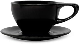 notNeutral LINO Porcelain Cup & Saucer (Black, Large Latte, 2)