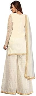 TRENDMALLS Women's Cotton Embroidery Salwar Suit Set Kurta Sharara with Dupatta Kurta Palazzo Set Stitched Ready To Wear