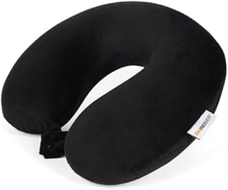 SAIREIDER Travel Pillow 100% Pure Memory Foam Travel Neck Pillow, Airplane Pillow for Traveling、Car、Home、Office，Washable Cover（Black）