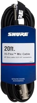 Shure C20ahz 20-Feet Cable with 1/4-Inch Phone Plug On Equipment End (Pin 2 Hot)