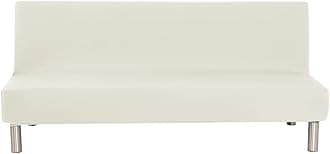 Solid Colour Armless Sofa Bed Cover Polyester Spandex Stretch Futon Slipcover Protector 3 Seater Elastic Full Folding Couch Sofa Cover fits Folding Sofa Bed without Armrests 80" x 50" in…