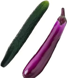 ORiTi Soft PU Artificial Cucumber Eggplant Fake Vegetable Decoration Photo Props Lifelike Home Kitchen House Table Show 2pcs