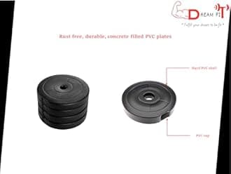 DREAM FIT Set of 4 10Kg PVC Weight Plates for home gym - Spare Weights for dumbbells, barbells and other exercises - 40Kg (10Kg x 4)