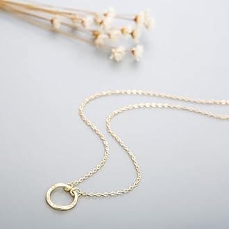 Fettero Pendant Necklace Gold Choker Layered Coin Open Karma Circle Full New Crescent Moon 14K Gold Plated Dainty Simple Moon Phase Jewelry for Women Gift, Metal