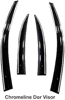 ROYALTECH Premium Chromeline & Silverline Unbreakable Car Rear Window Wind Deflectors & Side Door Visor Rain Guard Compatible with (Maruti Suzuki Swift (2011-2017))