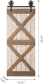 Glitzhome 35" H Farmhouse Wooden Barn Door Wall Decor,Rustic Barn Door Wall Art Decoration Vintage Wall Panels Accents Sign Window Shutters for Cottage Living Room Home Hanging Décor