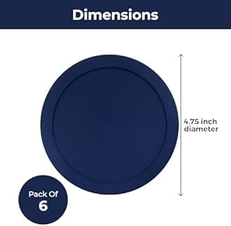 Wood Grip - Replacement Lids Compatible with Pyrex Glass Containers - Durable, Leakproof Lids - Fits 2 Cup Round Glass Bowls for Secure Food Storage - 6 Pack, Blue, 4-3/4" Diameter