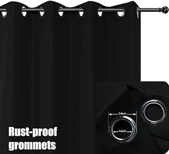 BONZER Waterproof Indoor/Outdoor Curtains for Patio Thick Privacy Grommet Curtains for Bedroom, Living Room, Porch, Pergola, Cabana, 1 Panel, 54W x 120L inch, Black
