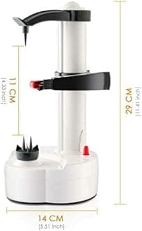 Electric Potato Peeler, Automatic Rotating Fruits & Vegetables Cutter Apple Paring Machine - Kitchen Peeling Tool with 2 Extra Blades (White)