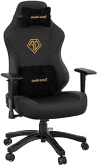 Anda Seat Phantom 3 PVC Leather Gaming Chairs for Adults - Large Wide Seat Gamer Chair with Lumbar Support, Comfortable Premium Video Game Seats with Headrest - Black Gaming Seat with Cushion