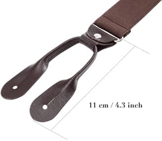 Kajeer Mens Button End Suspenders Braces - 1.37 Inches Wide Y Shape Adjustable Button End Elastic Suspender