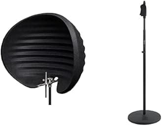 Aston Microphones Halo Portable Microphone Reflection Filter + Gator Frameworks Microphone Stand with 12" Weighted Base (GFW-MIC-1201)