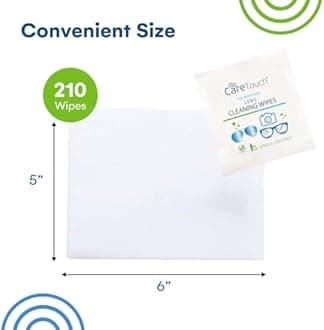 Care Touch Lens Cleaning Wipes, Pre Moistened Cleansing Cloths Great for Eyeglasses, Tablets, Camera.