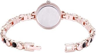 Acnos Premium Stainless Steel Analog Rose Gold Heart Shape Round dial Black Diamond with Rose Gold Bracelet Women's Watch - Pack of 2