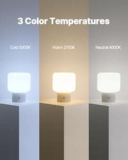 Halo Mushroom Lamp, 5W Cute Cordless Rechargeable Table Lamp with Glass Shade, 3 Color Temps LED Dimmable Ambient Lighting, Small Retro Touch Bedside Light for Bedroom Decor, White