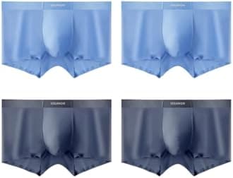 Mens Ice Silk Underwear 4-Pack Boxer Briefs Ice Sikn Comfortable Soft Underpants Underwear With Gift Box