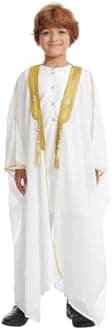 FYMNSI Open Front Kaftan for Boys Muslim Kids Abaya Islamic Prayer Clothes Embroidered Long Sleeve Cardigan Dress Chiffon Robe