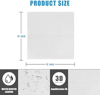 JOLOV 3D Wall Panels, Pack of 12 Tiles Wall Panels, Waterproof, Heat Resistant, 19.7 x 19.7inch PVC Wall Panel, Matt White Diamond Design 32 Sq Ft,for Living Room,Hotel Lobby,Game Room (Blocks)