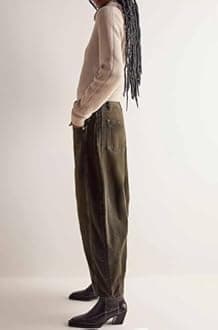 CHARTOU Women's Wide Leg Cropped Baggy Y2k Mid Rise Jeans - Boyfriend Harem Denim Pants