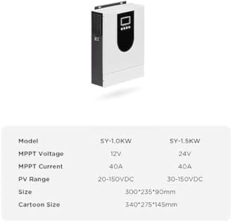 Hybrid Solar Inverter 1.0-10.2KW Pure Sine Wave Off Grid Charger with LCD Display & MPPT Solar Charge Controller (40A/80A/120A/160A) for 12V, 24V, 48V Systems
