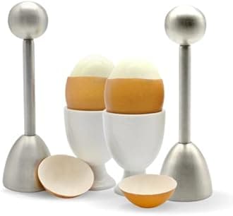 ICO Stainless Steel Egg Toppers - Perfect Opener for Soft & Hard Boiled Eggs - Pack of 2