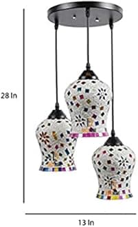 DECOHOME Mosaic 3L Ceiling Lamp for Bedroom/Living Room/Restaurants/Indoor and Outdoor Ceiling lamp (Multi Color) (Bulb NOT Include)