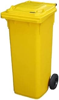 Yellow 140 ltr Wheelie Bin - Mid Size Household Wheelie Bin (For Many Councils) - Tough & Durable - For All Your Outdoor Rubbish & Recycling - EN840 Certified & Tested