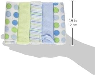 Spasilk Washcloth Wipes Set for Newborn Boys and Girls, Soft Terry Washcloth Set, Pack of 10, Blue Dots