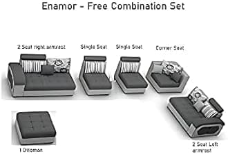 OXTEM ; The Furniture World U-Shape Sectional Sofa for Living Room, 10-Seater | Fabric Sofa Set, Seating Capacity 14 Persons with Tea Table & 4 Puffy | Pre-Assembled