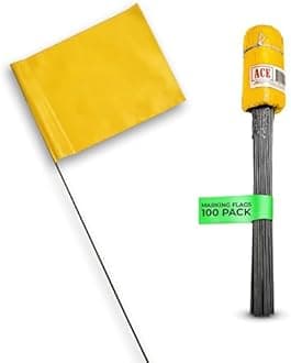 Marking Flags - 4 x 5-Inch on 15-Inch Steel Wire - Fluorescent Yellow, 100 Pack - for Irrigation, Sprinkler, Lawn, Yard, Garden, Dog Training, Invisible Fence