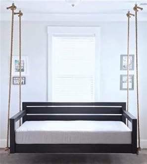 Solid Wood 2 Seater Rope Swing Chair | Wooden Hammock Swing Sofa with Rope & Complete Accessories for Living Room, Indoor, Outdoor, Balcony & Garden | House Big Swings Jhula | Walnut