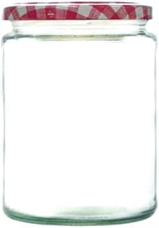 500ml Glass Food Jar with airtight Lid - A Deluxe Jam Jar for Marmalade, Honey and Home Preserves (Red Gingham Lid, Pack of 12)