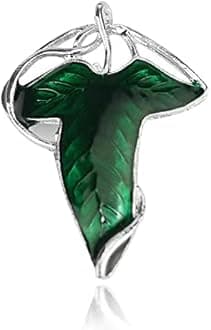 Brooch Pin for Cloak - Handmade Silver-Plated Alloy w/Green Enamel - Inspired Jewelry Gift for Women Men, Fans (4.5x6.4cm)