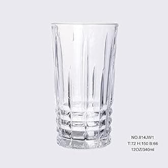 Set of 6 Textured Designer Glassware for Drinking Water Tall Highball Glasses Drinking Glasses, Drinking Tumblers - for Water, Juice, Wine, Beer and Cocktails Drinking Cup Beer